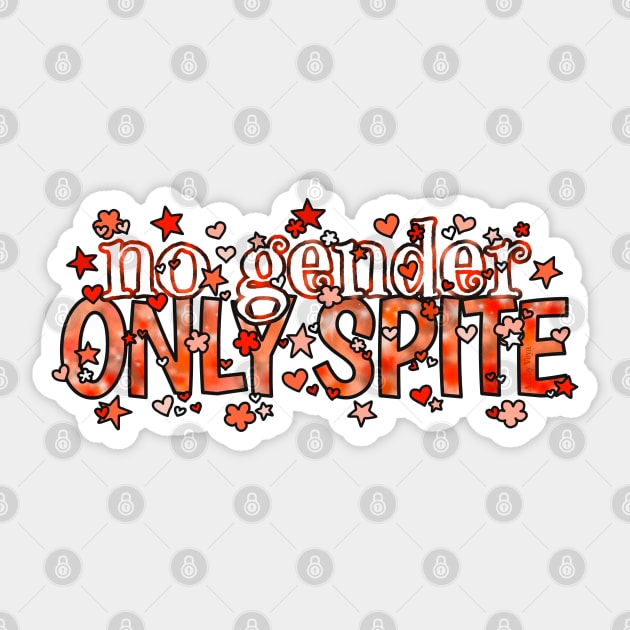 No Gender. Only Spite. Orange Sticker by Art by Veya